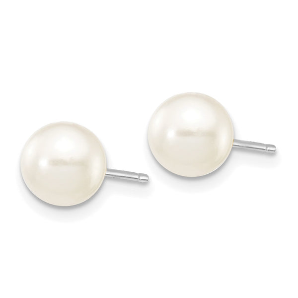 6MM Round Pearl Stud Earrings in 14KT White Gold