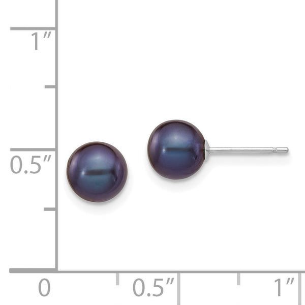 6MM Round Pearl Stud Earrings in 14KT White Gold