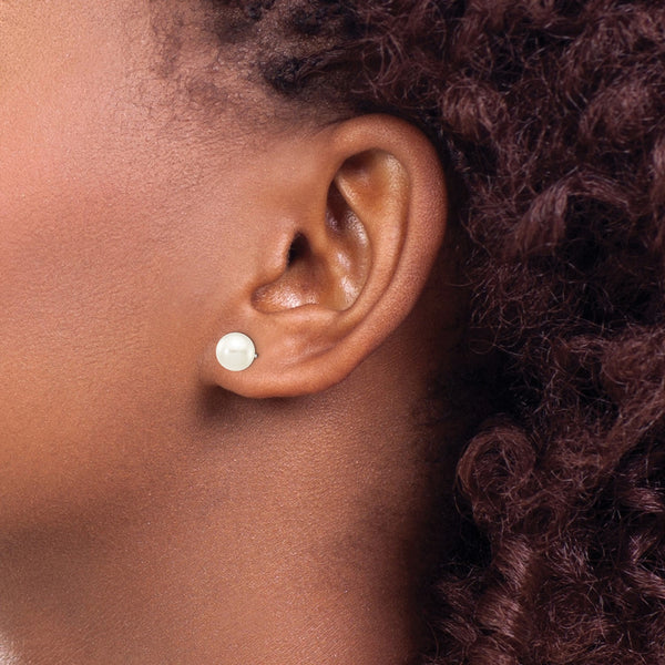 6MM Round Pearl Stud Earrings in 14KT White Gold