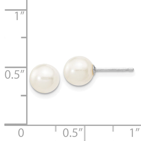 6MM Round Pearl Stud Earrings in 14KT White Gold
