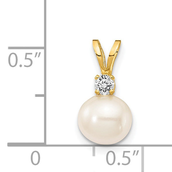 6MM Round Pearl and Diamond Pendant-Chain Not Included in 14KT Yellow Gold