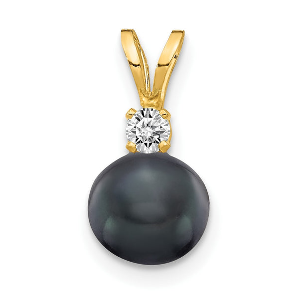 6MM Round Pearl and Diamond Pendant-Chain Not Included in 14KT Yellow Gold