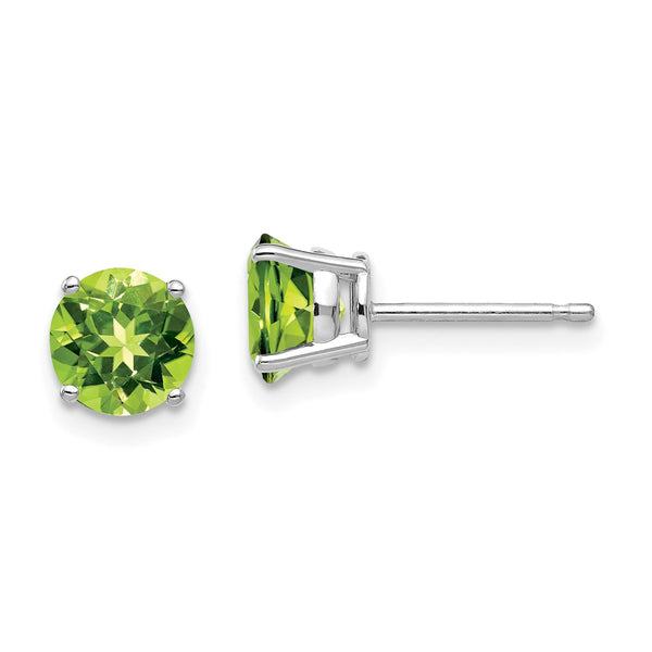 6MM Round Peridot Stud Earrings in 14KT White Gold