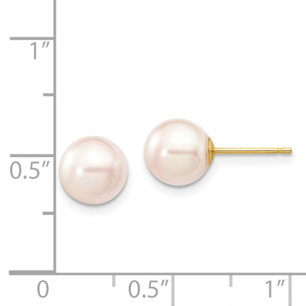 7MM Round Pearl 7MM Stud Earrings in 14KT Yellow Gold