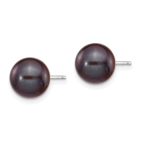 8MM Round Pearl Stud Earrings in 14KT White Gold