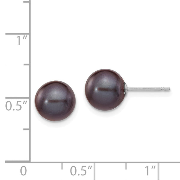 8MM Round Pearl Stud Earrings in 14KT White Gold