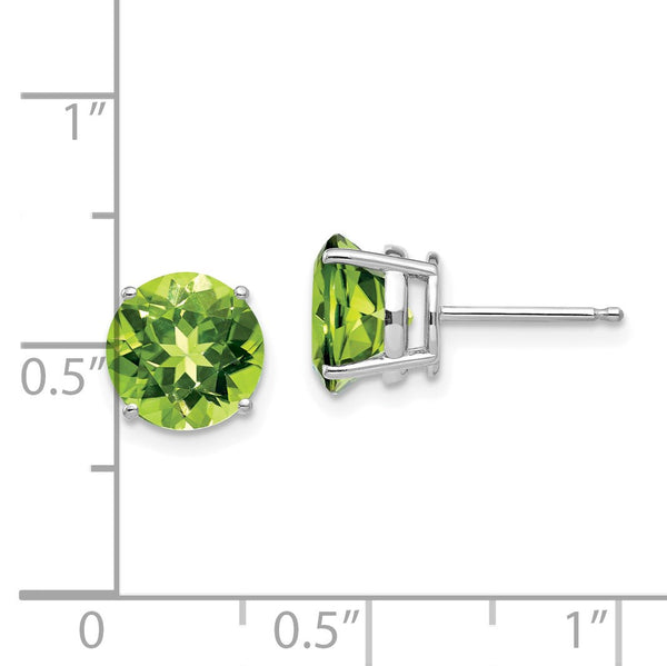 8MM Round Peridot Stud Earrings in 14KT White Gold