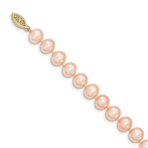 8X9MM Near Round Pearl 18" Necklace in 14KT Yellow Gold