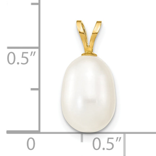 8X9MM Pearl Pendant-Chain Not Included in 14KT Yellow Gold