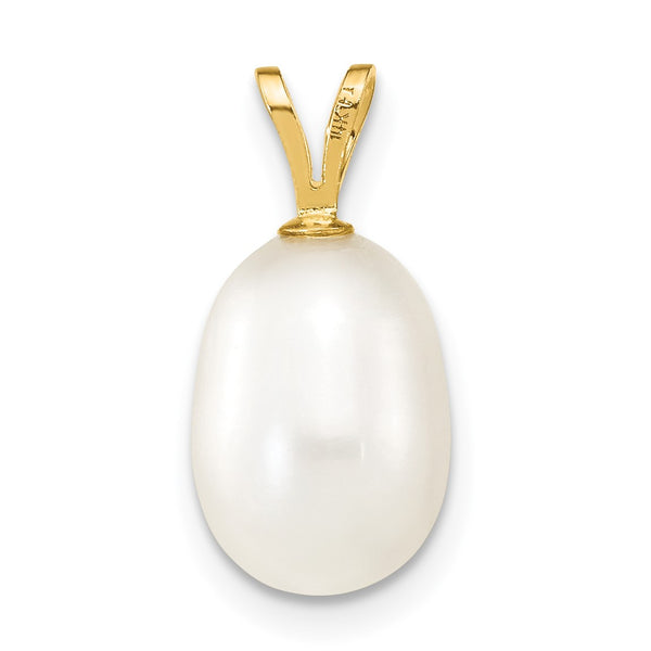 8X9MM Pearl Pendant-Chain Not Included in 14KT Yellow Gold