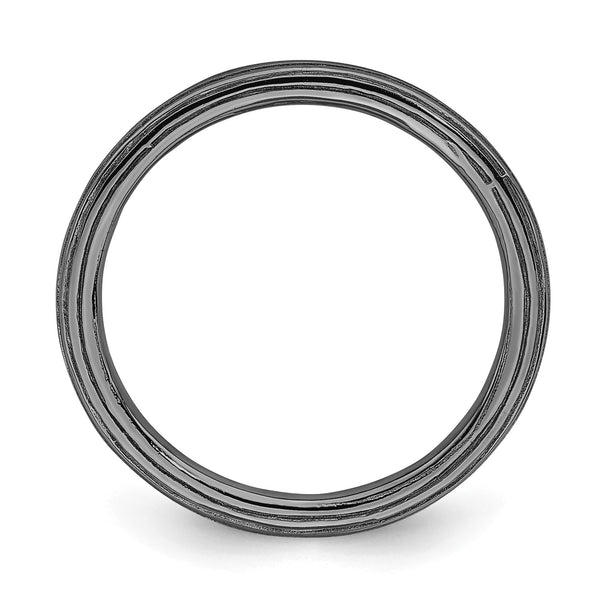 Black Rhodium Plated Sterling Silver 1.5MM Stackable Ring; Size 7