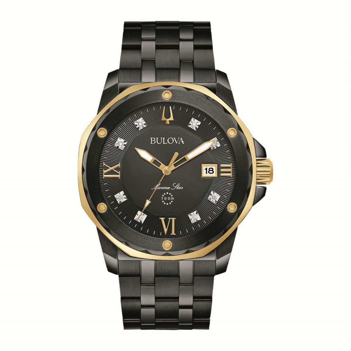 Bulova Marine Star Watch with 44MM Black Round Dial and Stainless