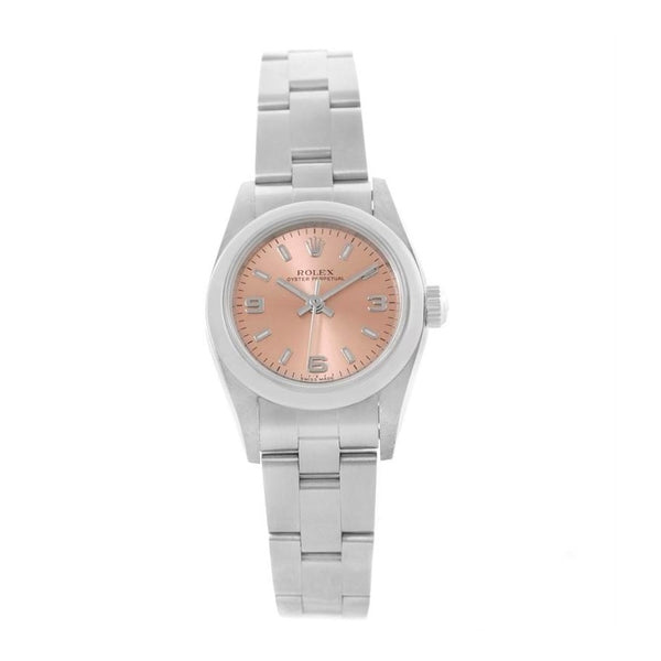 Certified Pre-Owned Rolex Oyster Perpetual Lady-Datejust with 25X25 MM Blush Round Dial Stainless Steel Oyster; 76080