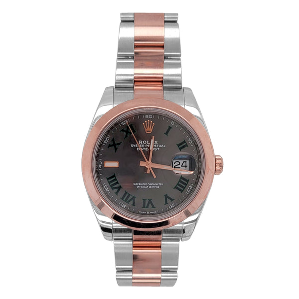 Certified Pre-Owned Rolex Two-Tone Steel & 18K Everose Gold Datejust with 41X41 MM Grey Round Dial; W126301-Wimbledon