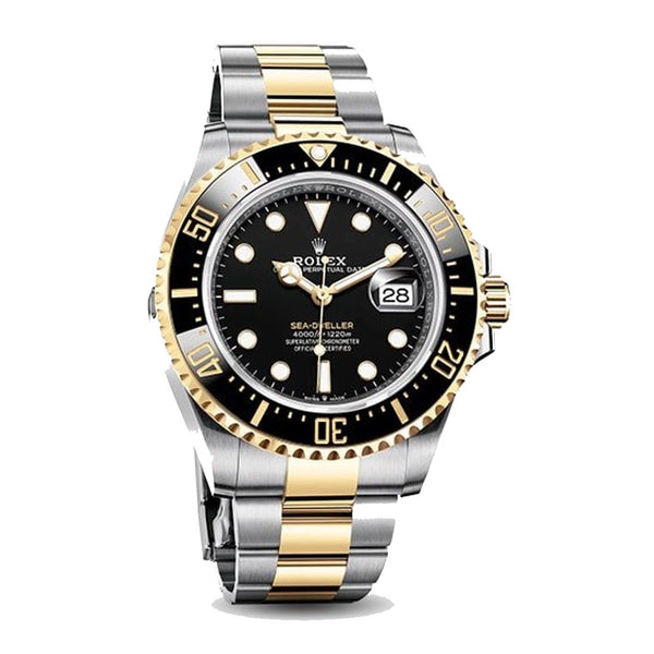 Certified Pre-Owned Rolex Two-Tone Steel & 18K Yellow Gold Sea-Dweller Cerachrom Bezel with 43X43 MM Black Round Dial; 126603