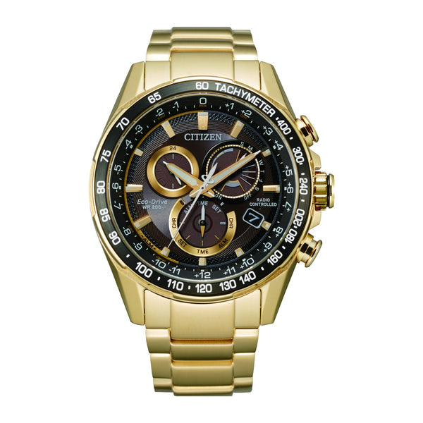 Citizen with 43X43 MM Brown Round Dial Stainless Steel Watch Band; CB5912-50E
