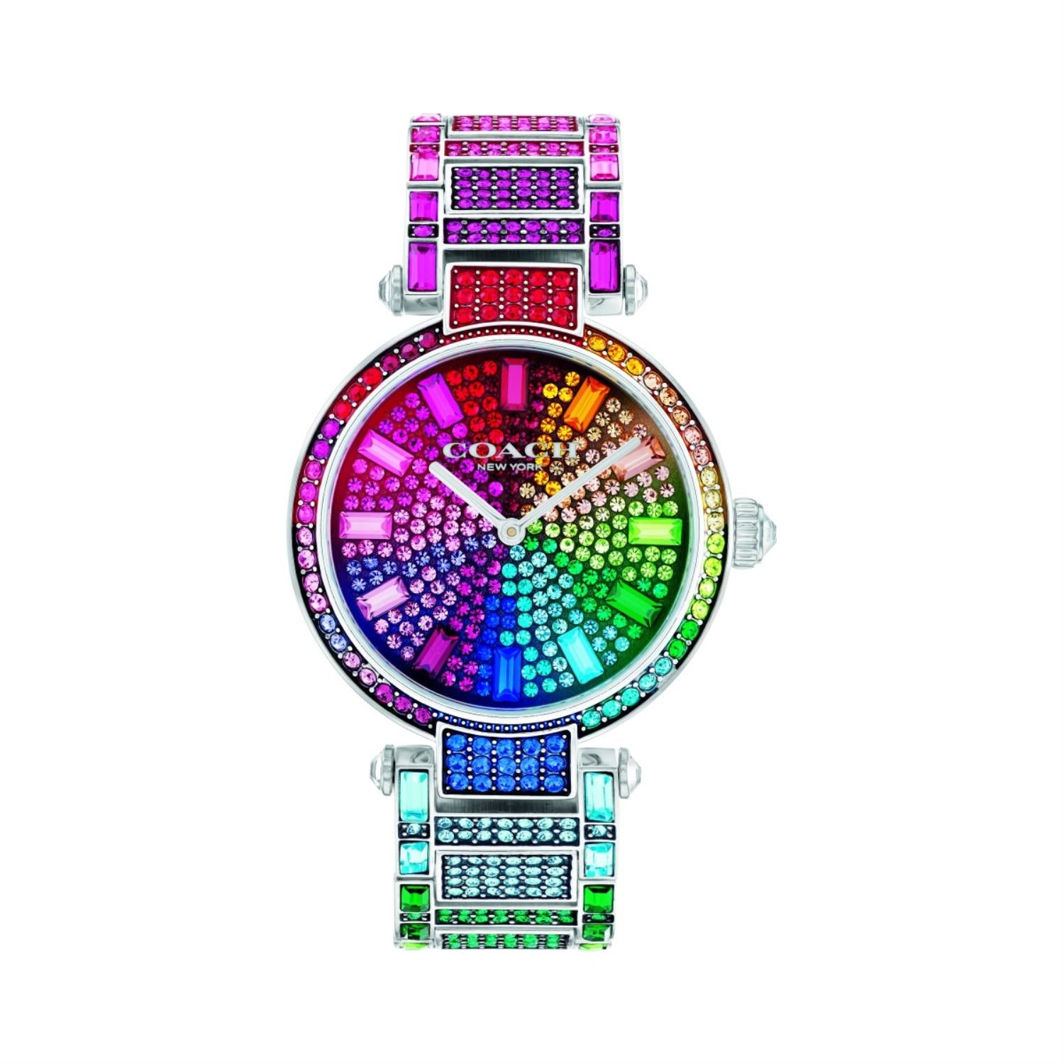 Coach Cary 34MM Rainbow Colored Crystal Accent Watch. 14503936