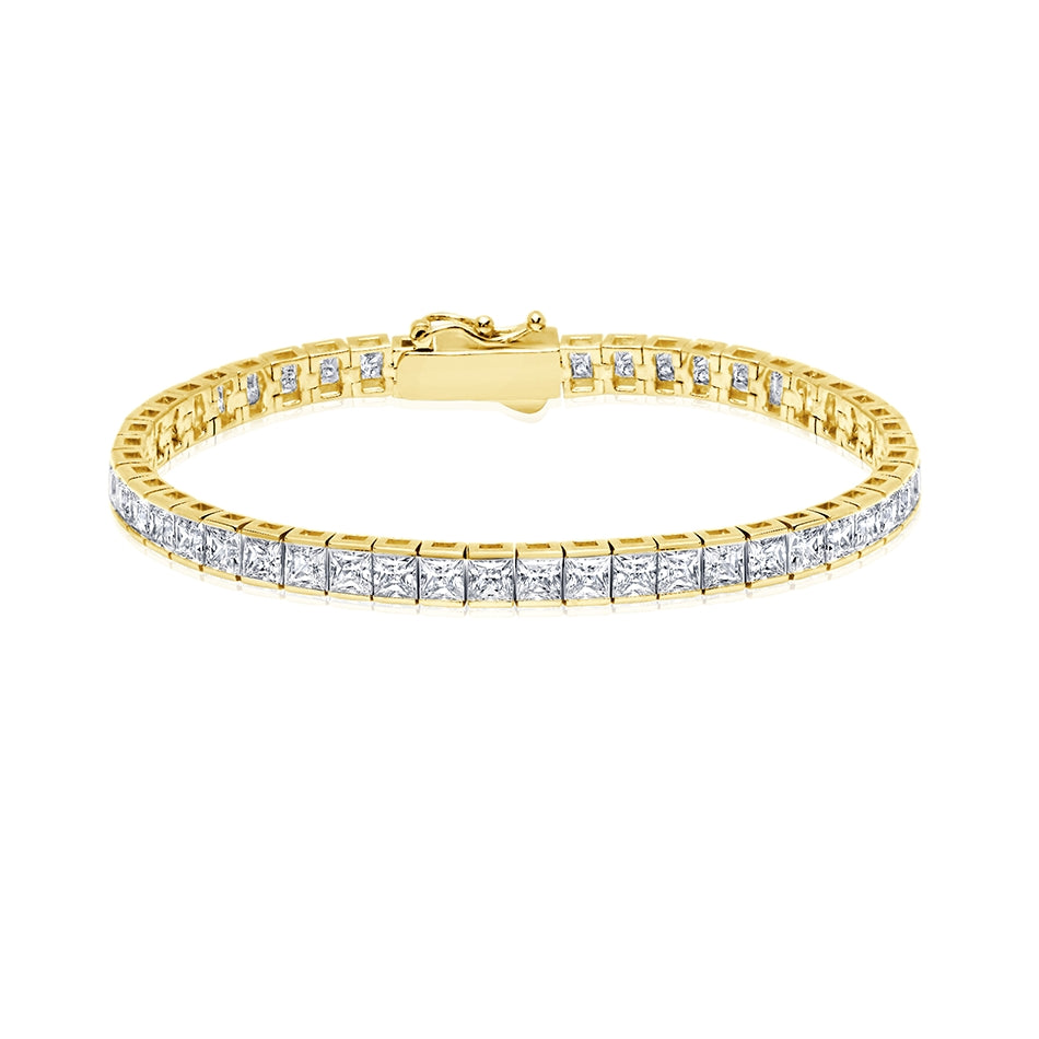 Cubic zirconia tennis bracelet yellow gold discount
