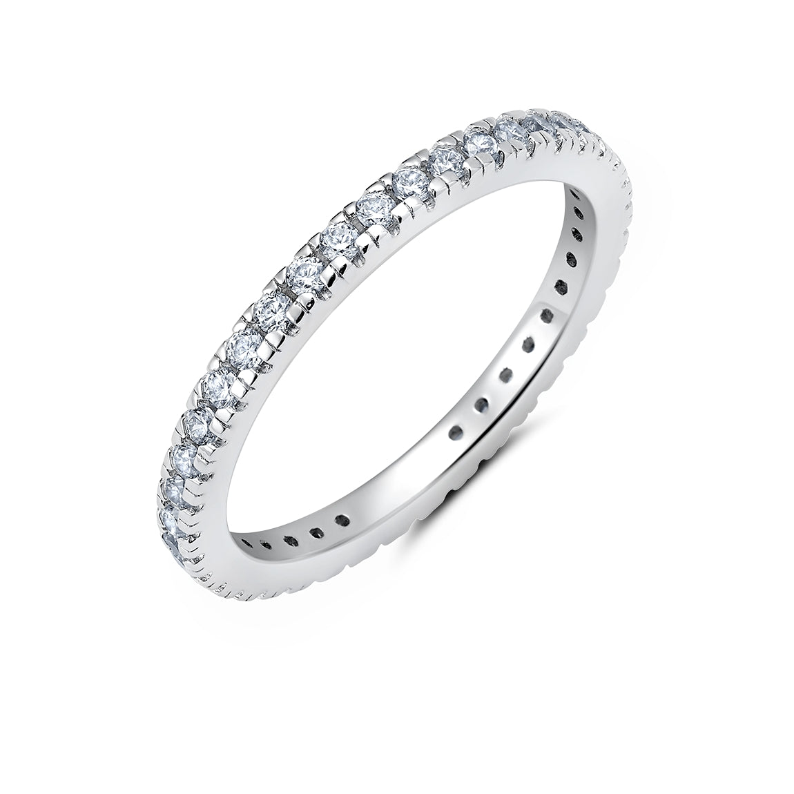 Crislu Platinum Plated Sterling Silver and Cubic Zirconia Eternity