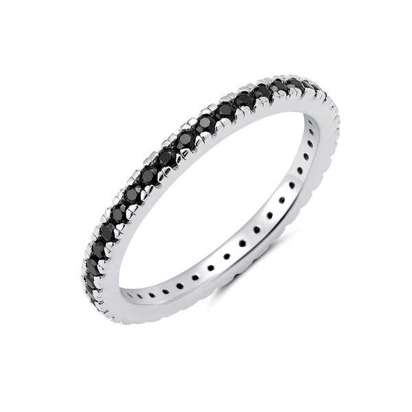 Crislu Platinum Plated Sterling Silver Cubic Zirconia Eternity Band Ring; Size 9