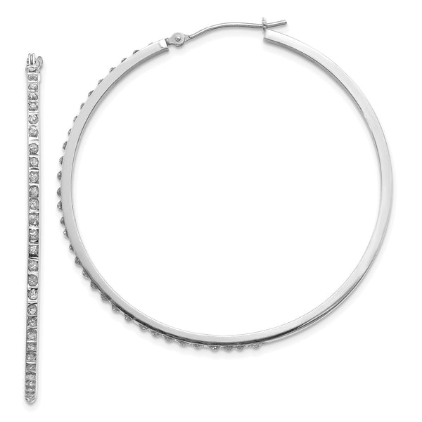 Diamond Fascination 14KT White Gold Diamond 49X2MM Diamond Accent Hoop Earrings