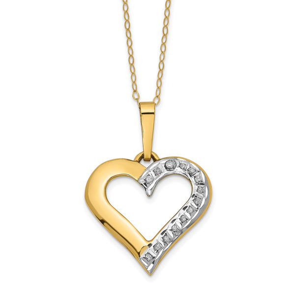 Diamond Fascination Diamond Accent Heart 18" Pendant in 14KT Yellow Gold