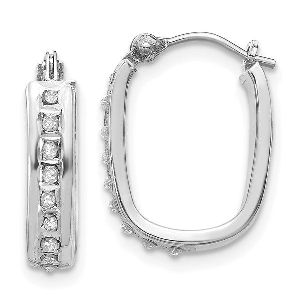 Diamond Fascination Diamond Accent Hinged Hoop Earrings in 14KT White Gold