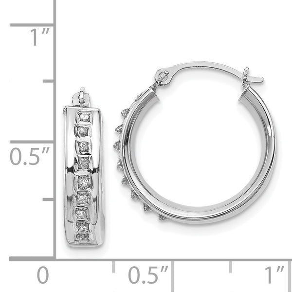 Diamond Fascination Hinged Diamond Accent Hoop Earrings in 14KT White Gold