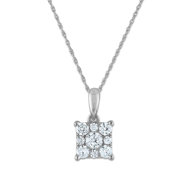 EcoLove 1/4 CTW Lab Grown Diamond Cluster 18" Pendant in 14KT White Gold