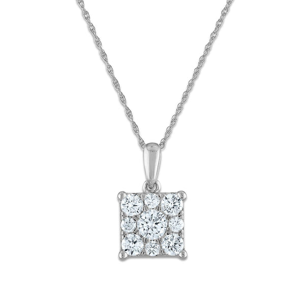 EcoLove 3/4 CTW Lab Grown Diamond Cluster 18" Pendant in 14KT White Gold