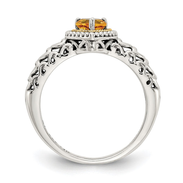 Heart Shape Citrine Ring in Sterling Silver; Size 7