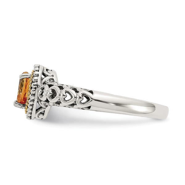 Heart Shape Citrine Ring in Sterling Silver; Size 7