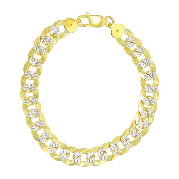 Luxe Layers 14KT Yellow Gold Plated Sterling Silver 8.5" 10MM Pave Curb Bracelet