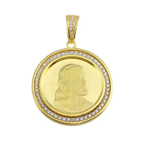 Luxe Layers 14KT Yellow Gold Plated Sterling Silver Cubic Zirconia 29MM Pendant-Chain Not Included