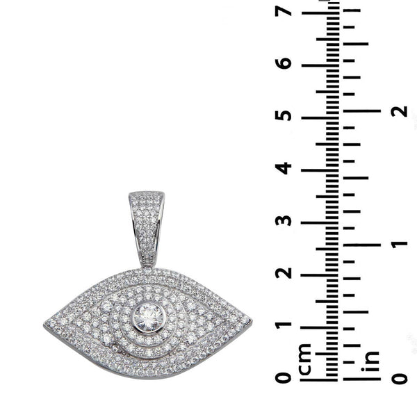 Luxe Layers Sterling Silver Cubic Zirconia 39X36MM Evil Eye Pendant-Chain Not Included