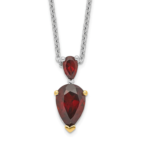 Pear Garnet 18" Pendant in Sterling Silver