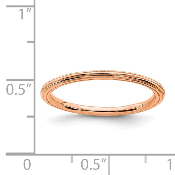 Rose Gold Plated Sterling Silver 1.5MM Stackable Ring; Size 7