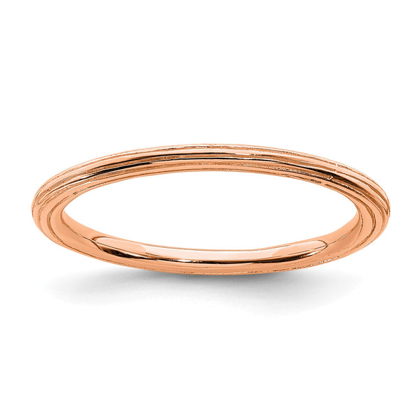 Rose Gold Plated Sterling Silver 1.5MM Stackable Ring; Size 7