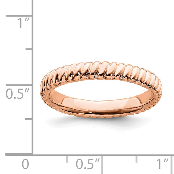 Rose Gold Plated Sterling Silver 3.25MM Stackable Ring; Size 7