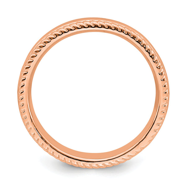 Rose Gold Plated Sterling Silver 4.25MM Stackable Ring; Size 7
