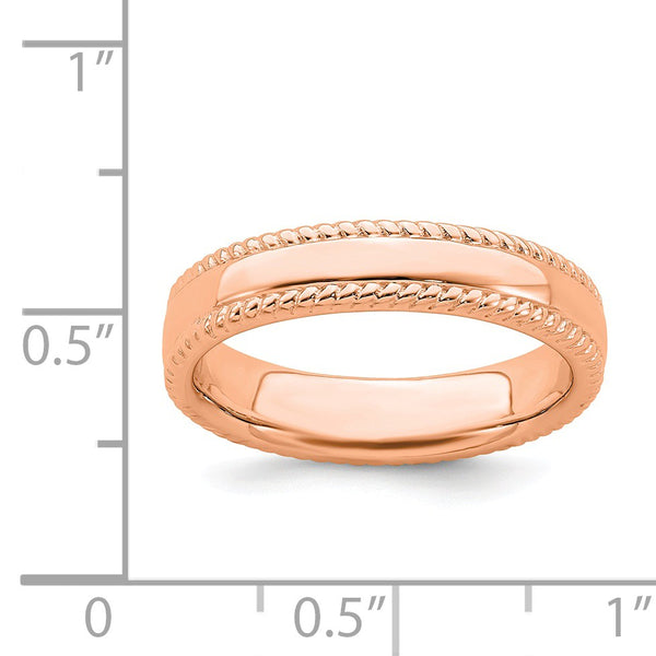 Rose Gold Plated Sterling Silver 4.25MM Stackable Ring; Size 7