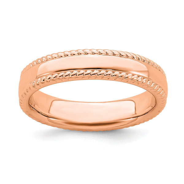 Rose Gold Plated Sterling Silver 4.25MM Stackable Ring; Size 7