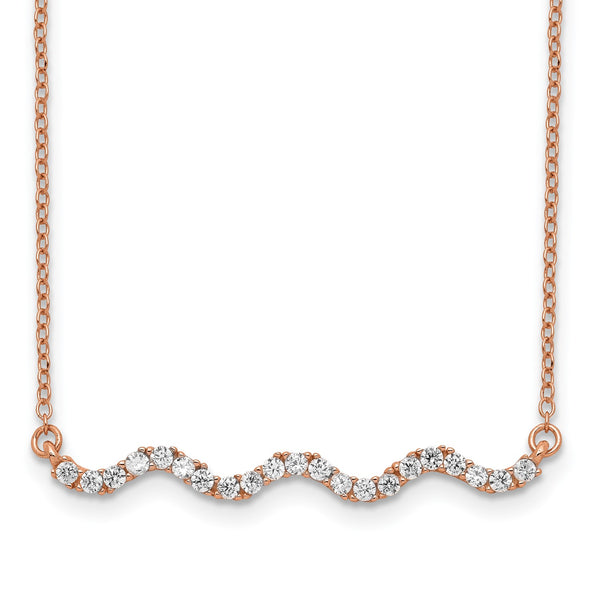 Rose Gold Plated Sterling Silver Cubic Zirconia 18" Necklace
