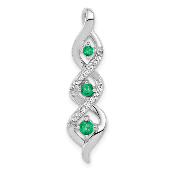 Round Emerald and Diamond Twist Pendant-Chain Not Included in 14KT White Gold
