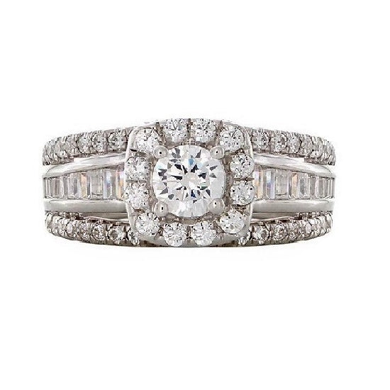 Signature 1-1/2 CTW Diamond Halo Engagement Ring in 14KT White Gold