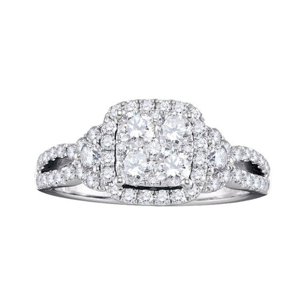 Signature 1-1/4 CTW Diamond Halo Cluster Engagement Ring in 14KT White Gold