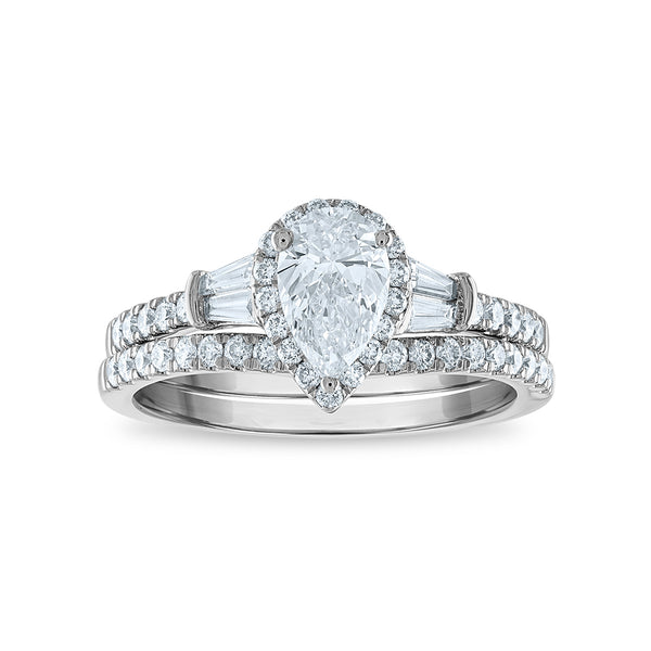 Signature EcoLove 1 1/2 CTW Lab Grown Diamond Halo Bridal Set Ring in 14KT White Gold