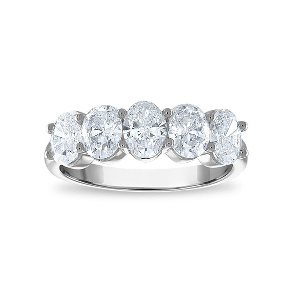 Signature EcoLove 2 CTW Lab Grown Diamond Anniversary Oval 5-Stone Ring in 14KT White Gold