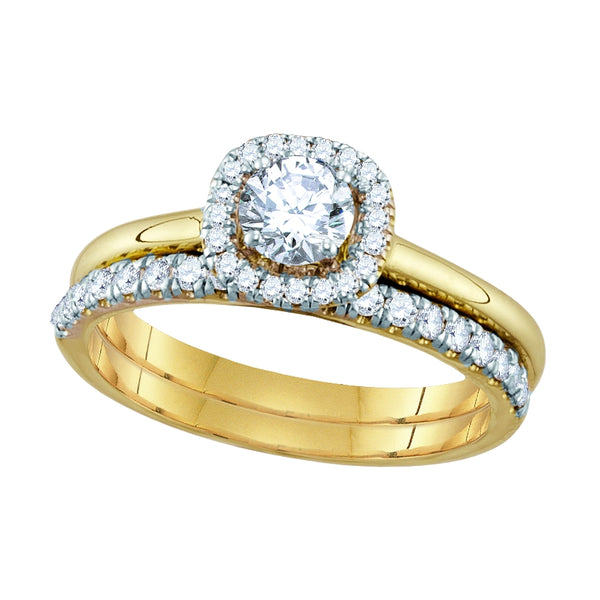 Signature EcoLove 3/4 CTW Lab Grown Diamond Halo Bridal Set Ring in 14KT Yellow Gold