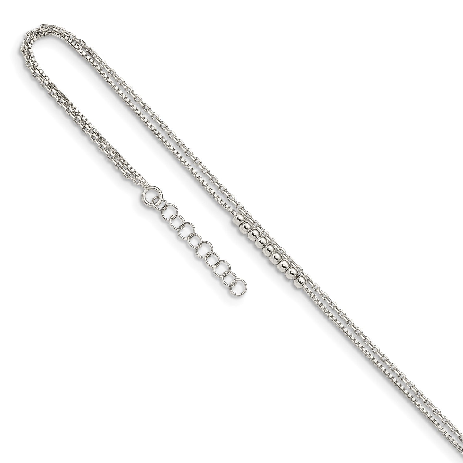 Sterling Silver 10-inch 2-Strand Anklet